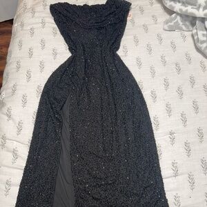 Oh Polly Embellished Bandeau Cowl Neck Maxi Dress